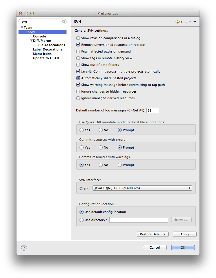 configure svn on mac os x